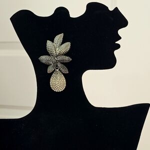 Black Grey Fashion Statement Earrings - NWT